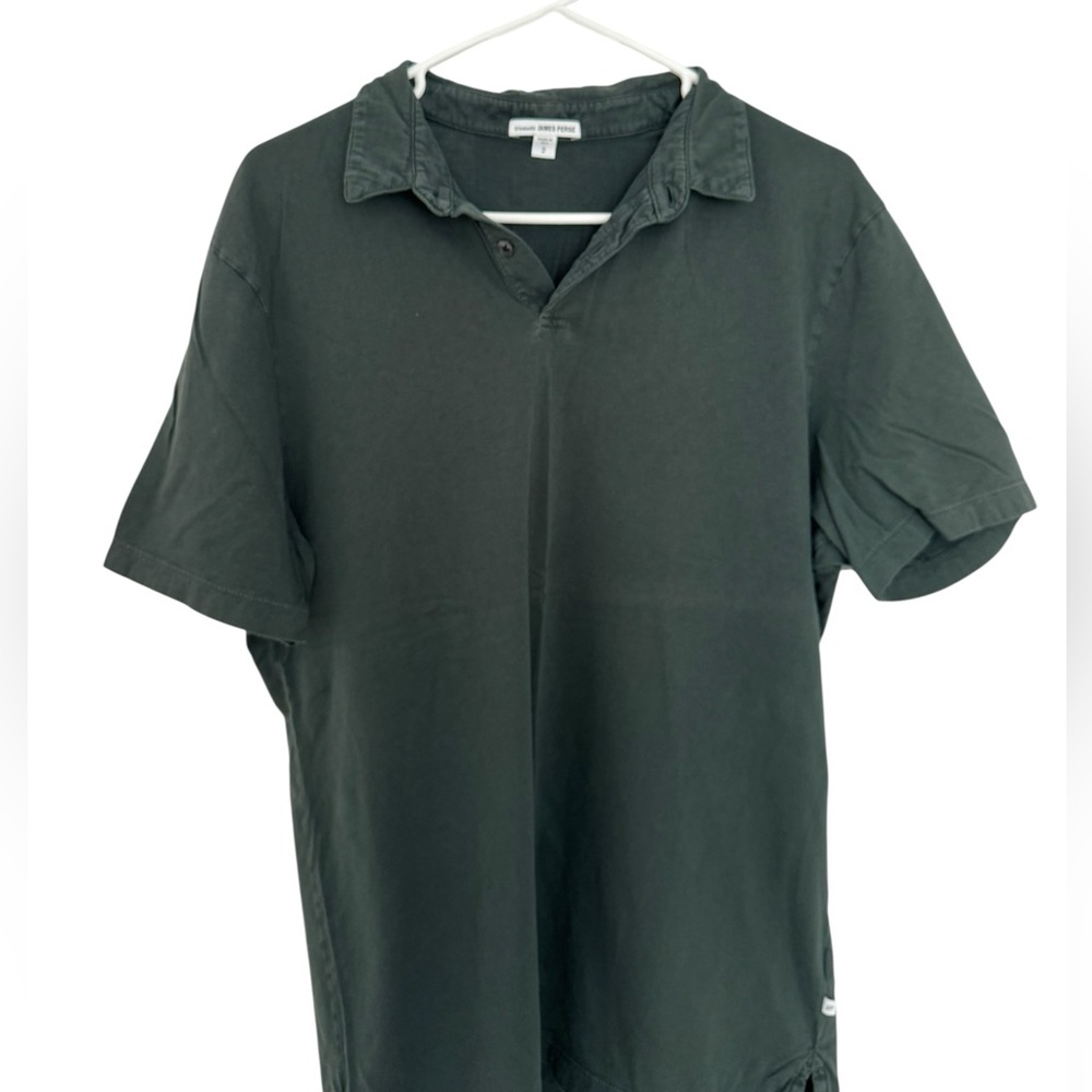James Perse Sueded Jersey Polo Dark Green - Size 2